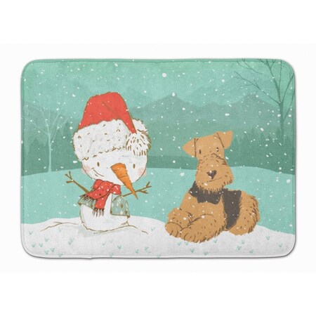 Carolines Treasures Airedale Terrier Snowman Christmas Machine Washable Memory Foam Mat CK2078RUG